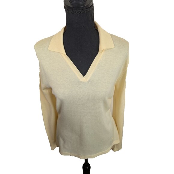 Babe Didrikson Vintage Womens Sweater 100% Cashmere Yellow Preppy Golf Medium - Picture 9 of 11